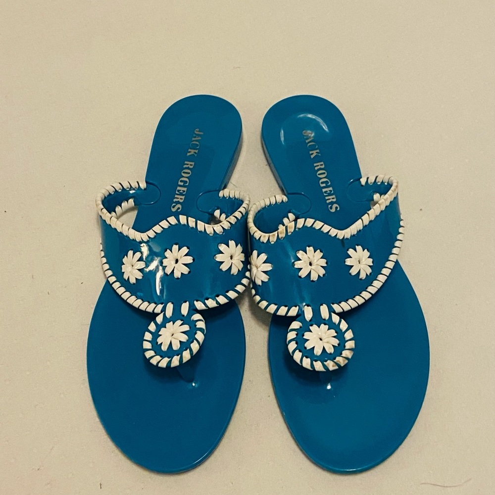 JACK ROGERS Turquoise Blue Sandals, size 8.